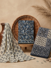 Indigo Floral Block Print | 3-Piece Unstitched Suit Set