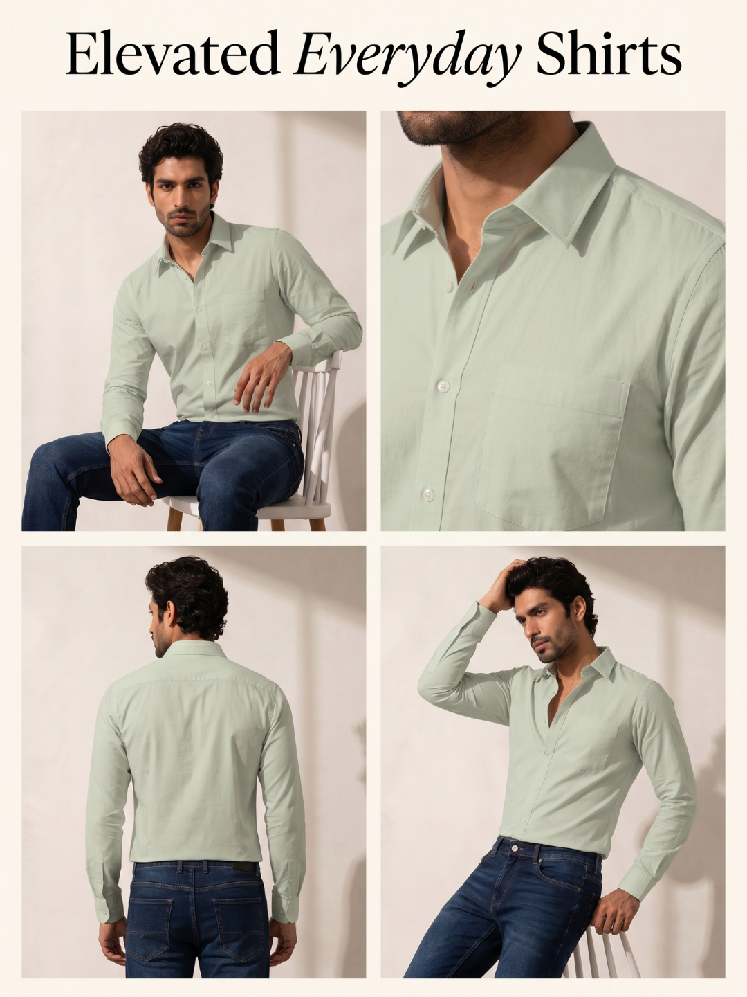 Olive Khadi Cotton Smart Casual Shirt Full Sleeve