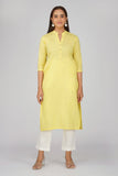 Dosuti Women's Long Khadi Kurti Pastel Yellow