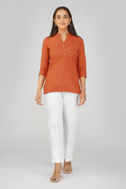 Women's Khadi Short Kurti Rust Orange