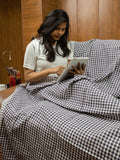 Hand Woven Khadi Blankets, Khes, Throw - All Season - Black