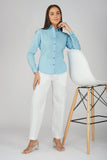 Dosuti Women's Khadi Shirt in Pastel blue