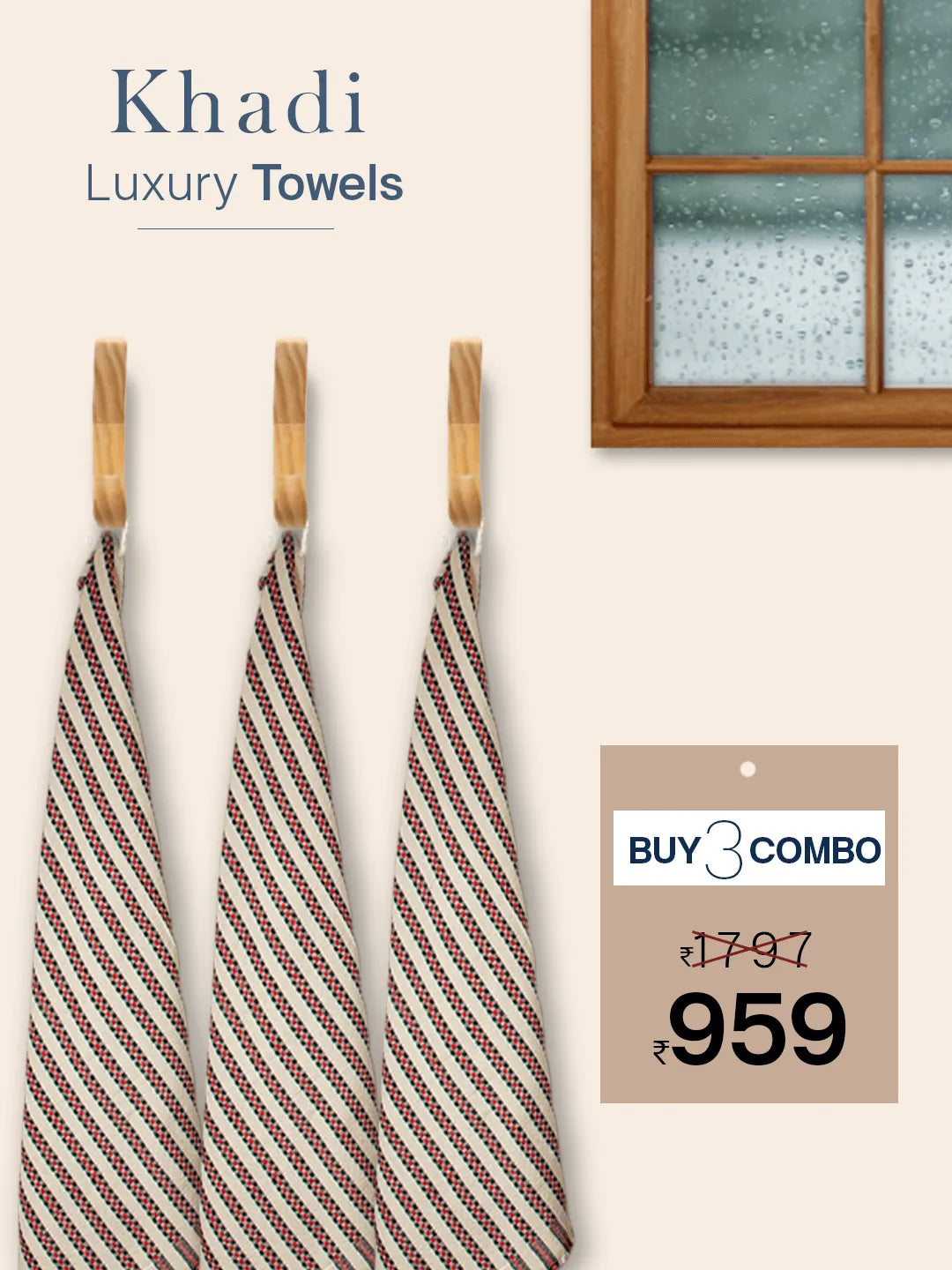 100% Cotton Khadi Towel Red Check