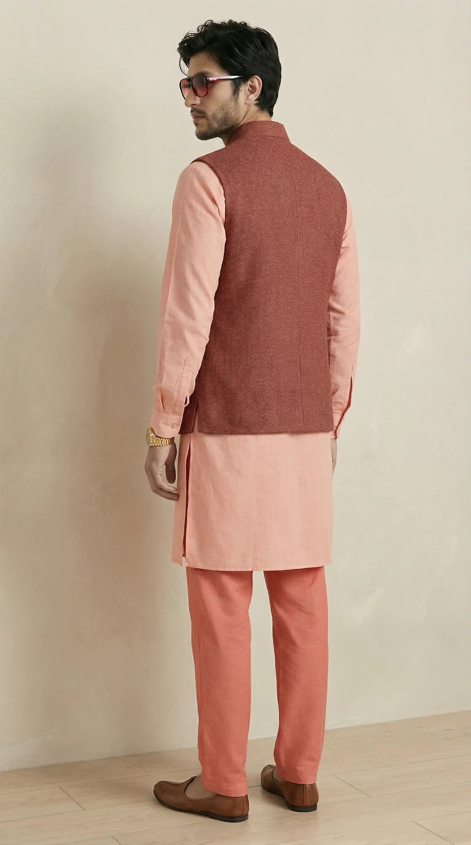 Carrot Red Signature Nehru Fit Jacket | 100% Woolen