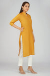 Women's Long Khadi Kurti Mustard Yellow