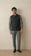 Shadow Black Signature Nehru Fit Jacket | 100% Woolen