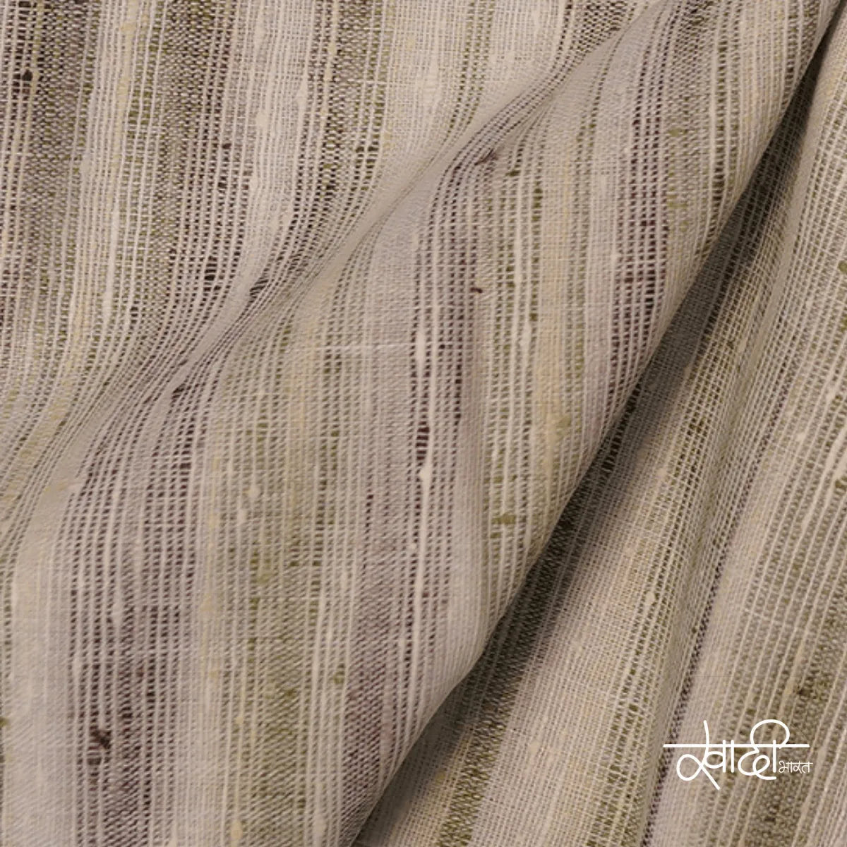 Khadi Kurta Pajama Fabric Combo Set - Unstitched Off Green Traditional Khadi