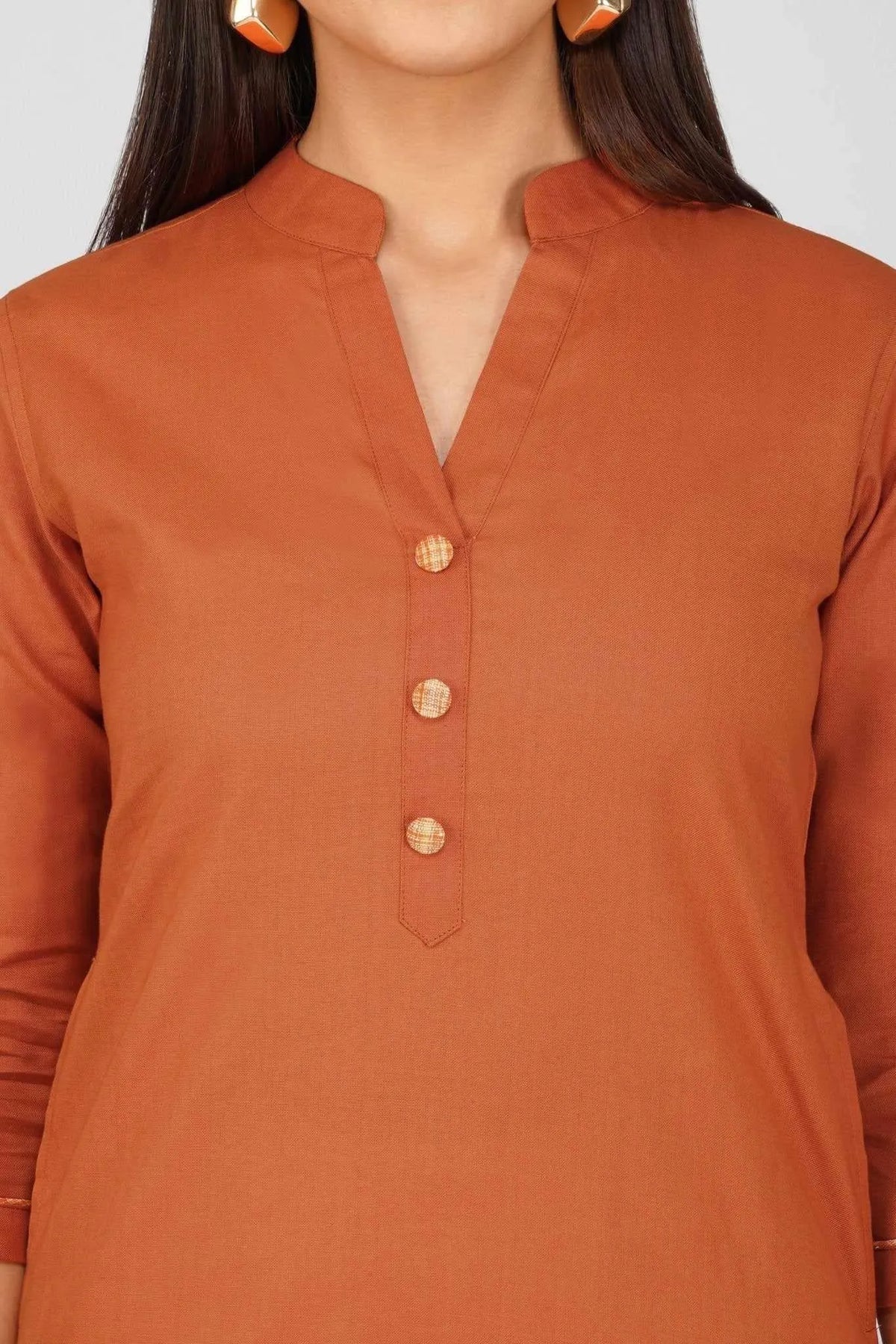 Women's Khadi Long Kurti Rust Orange