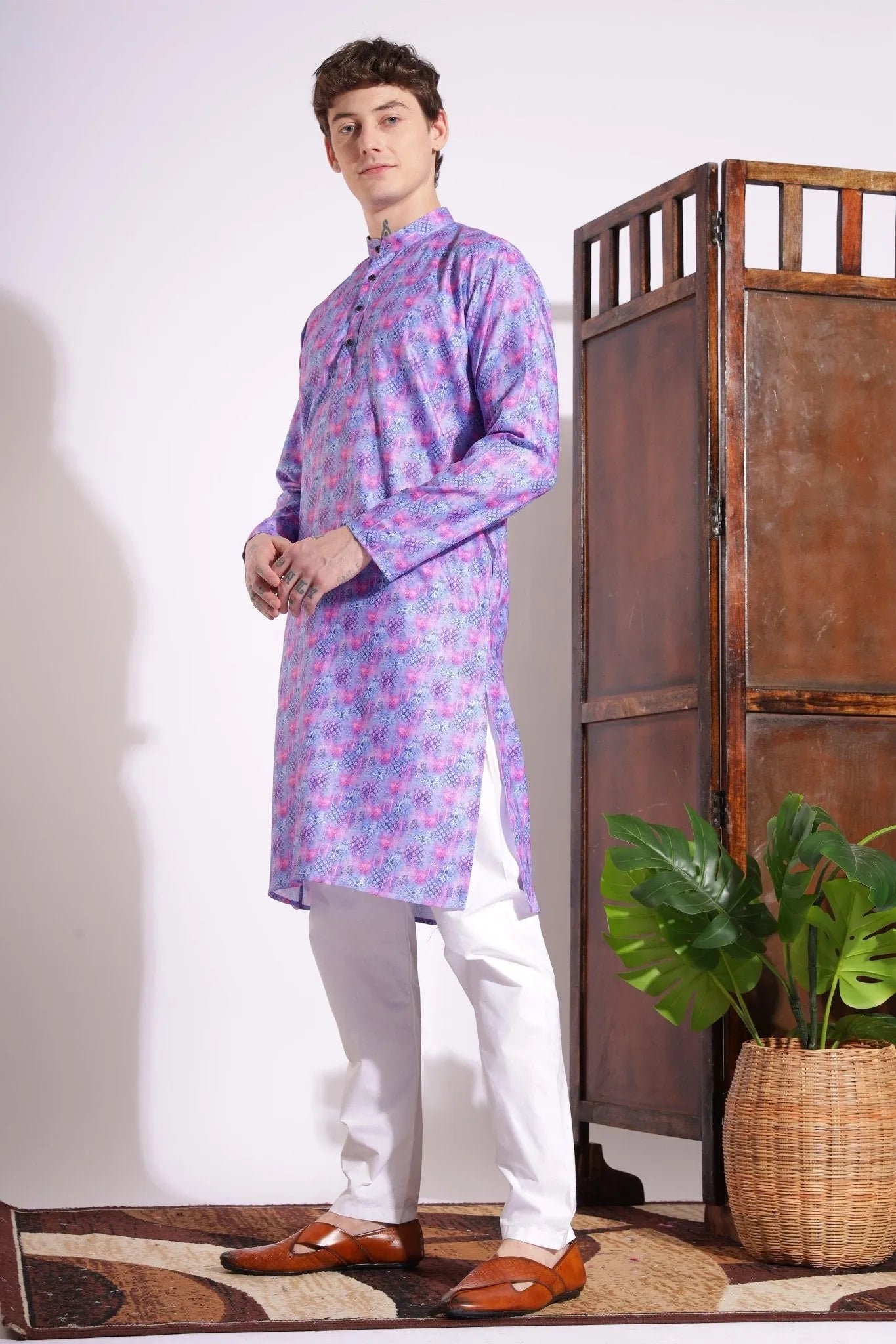 Elegant Print Kurta Purple Color