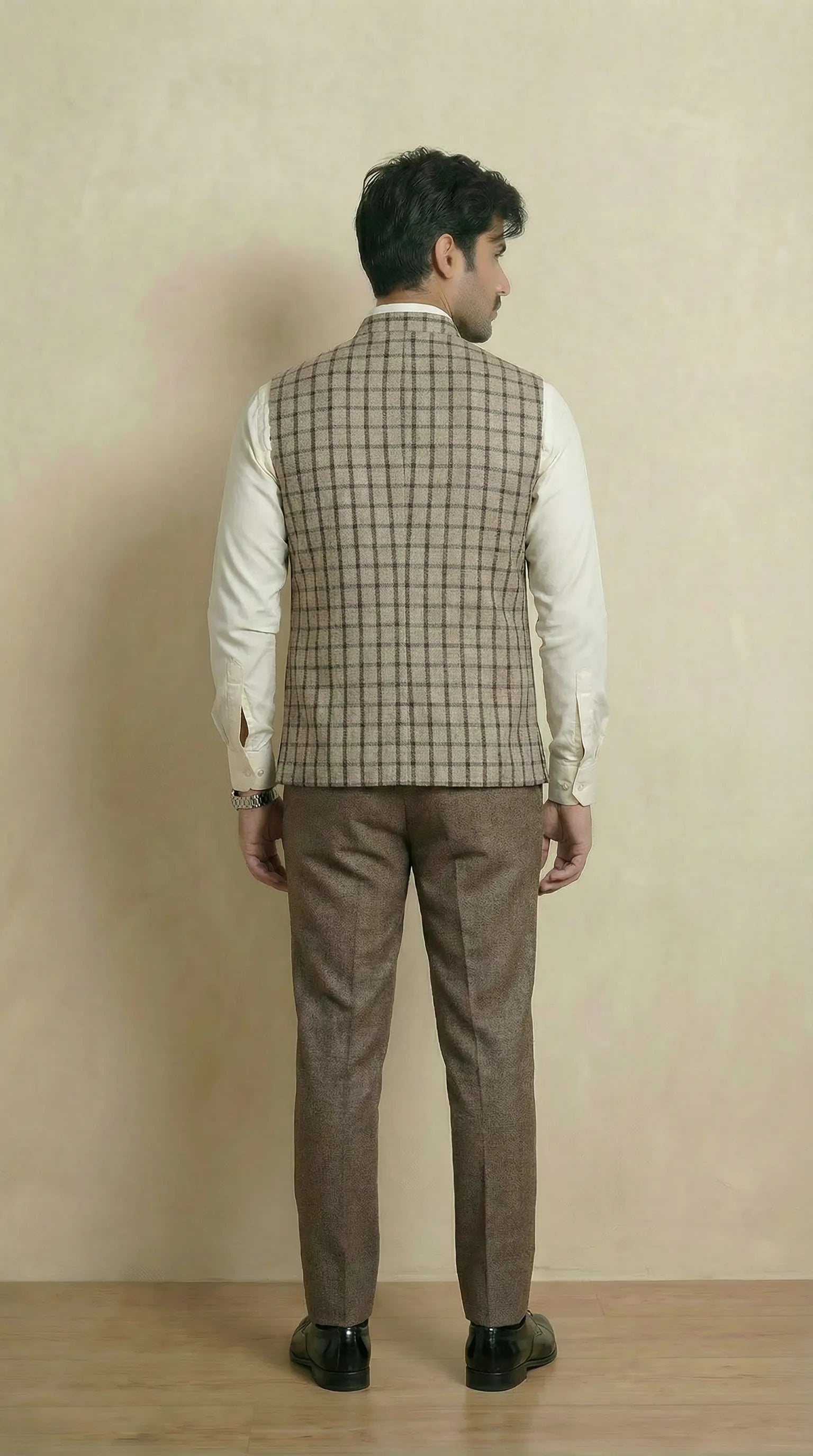 Reversible Earthy Brown Nehru Fit Jacket | 100% Woolen