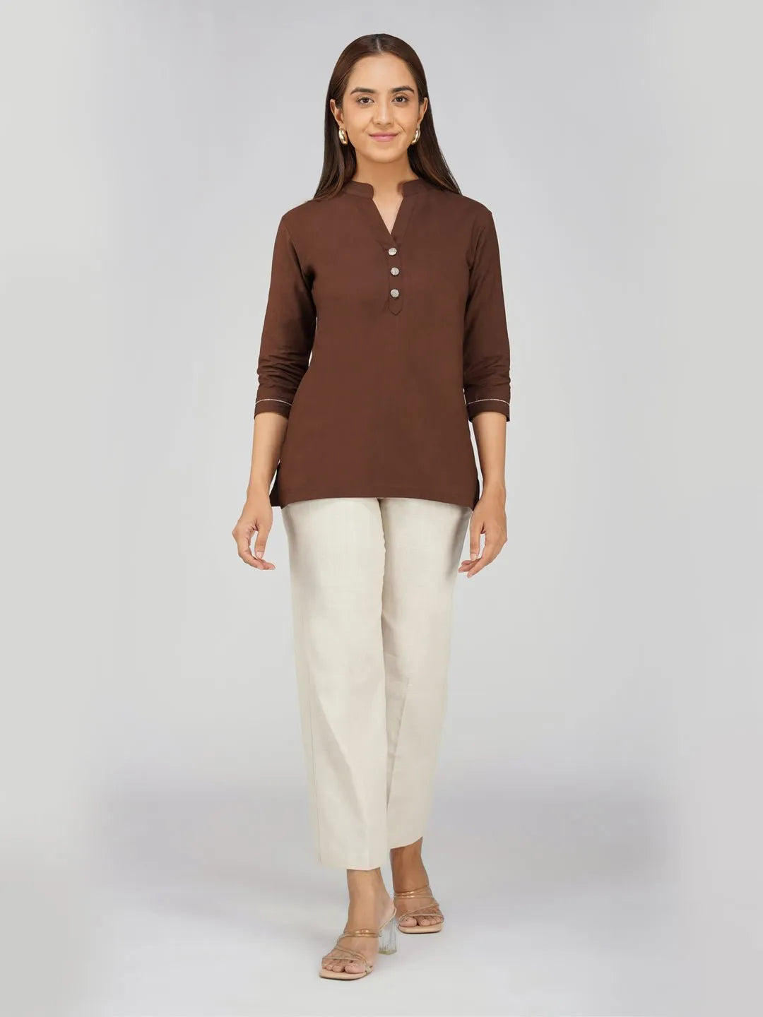 Women's Khadi Short Kurti Light Olive Green