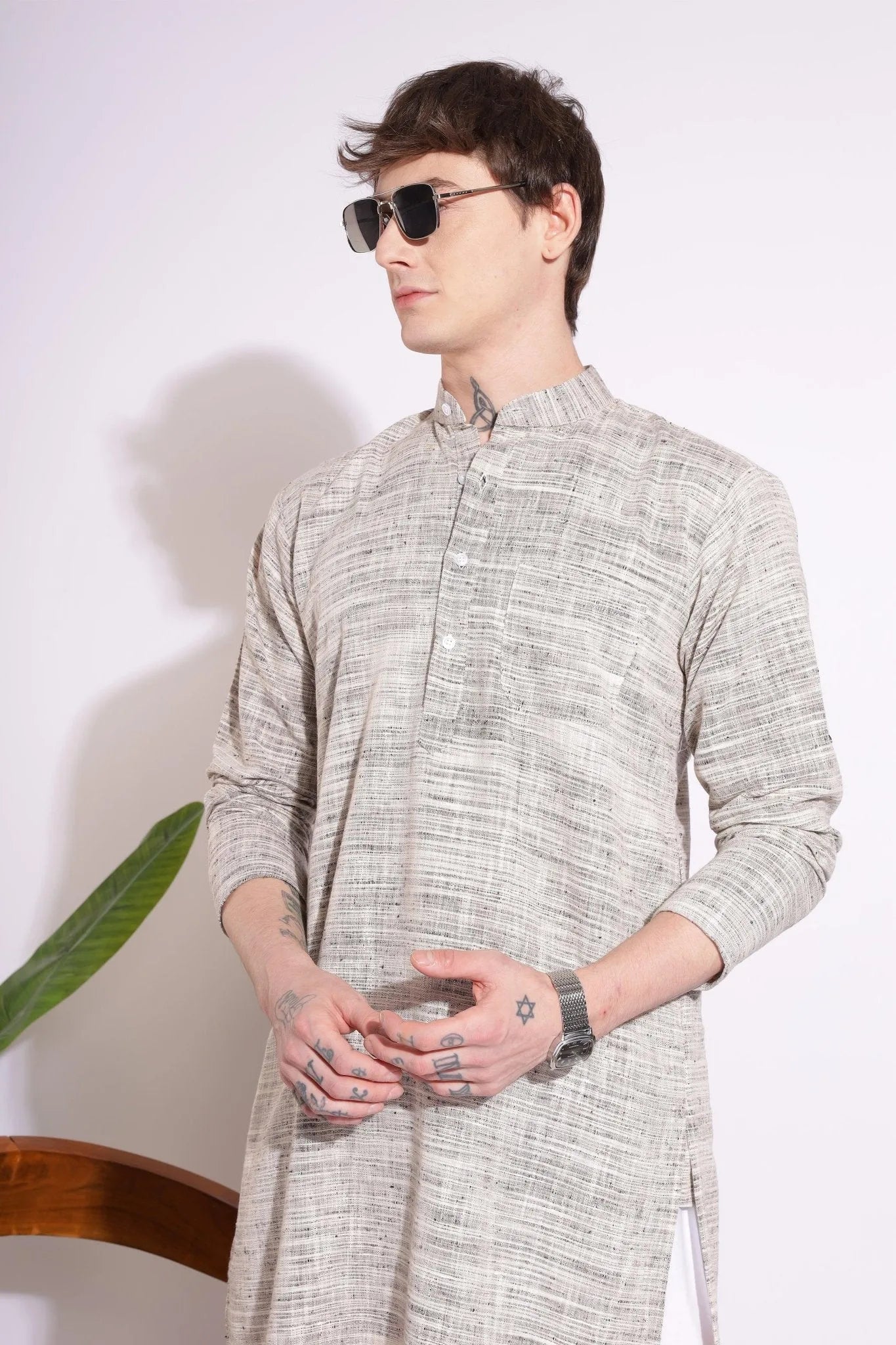 Off Black Khadi Kurta