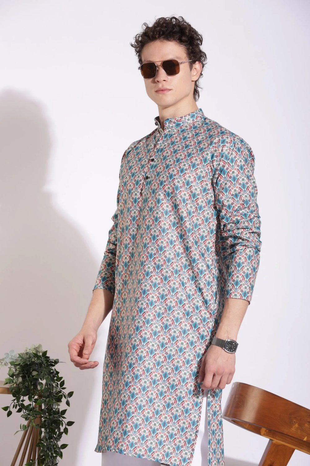 Authentic Silver Grey Print Kurta
