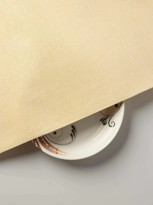 Small Plain Line White & Yellow Traditional Khadi Fabric