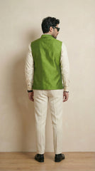 Lime Green Signature Nehru Fit Jacket | 100% Woolen