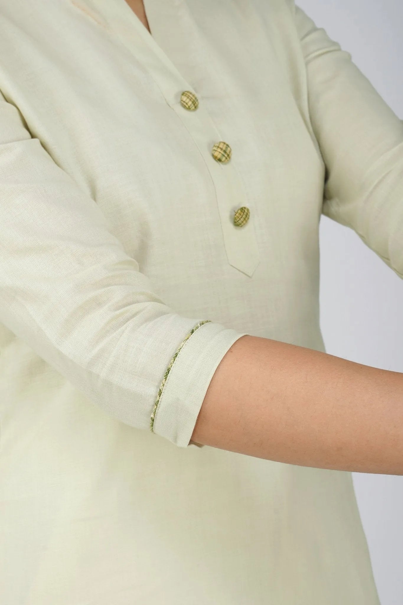 Women's Khadi Short Kurti Light Olive Green