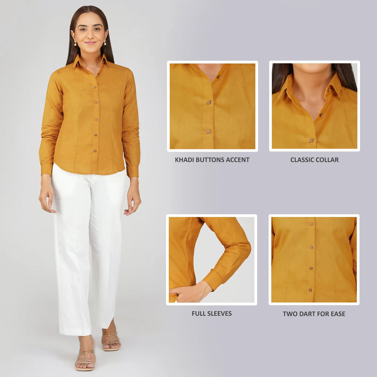 Women's Khadi Shirt Mustard Yellow