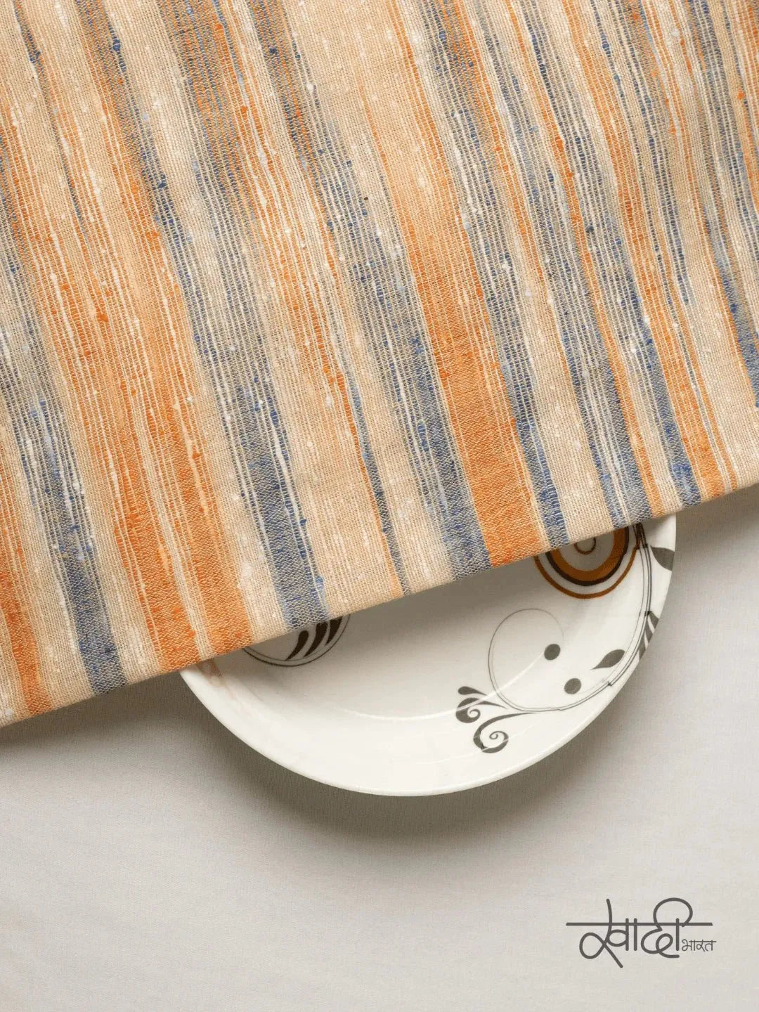 Golden Color Traditional Pattern Khadi Fabric (86 Centimeter Width)
