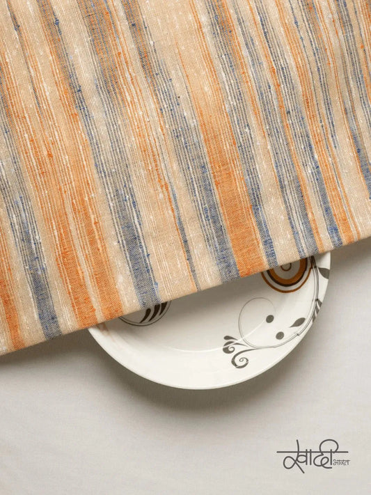 Golden Color Traditional Pattern Khadi Fabric (86 Centimeter Width)