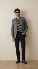 Charcoal Tweed Blazer | 100% Wool, Classic Structured Fit