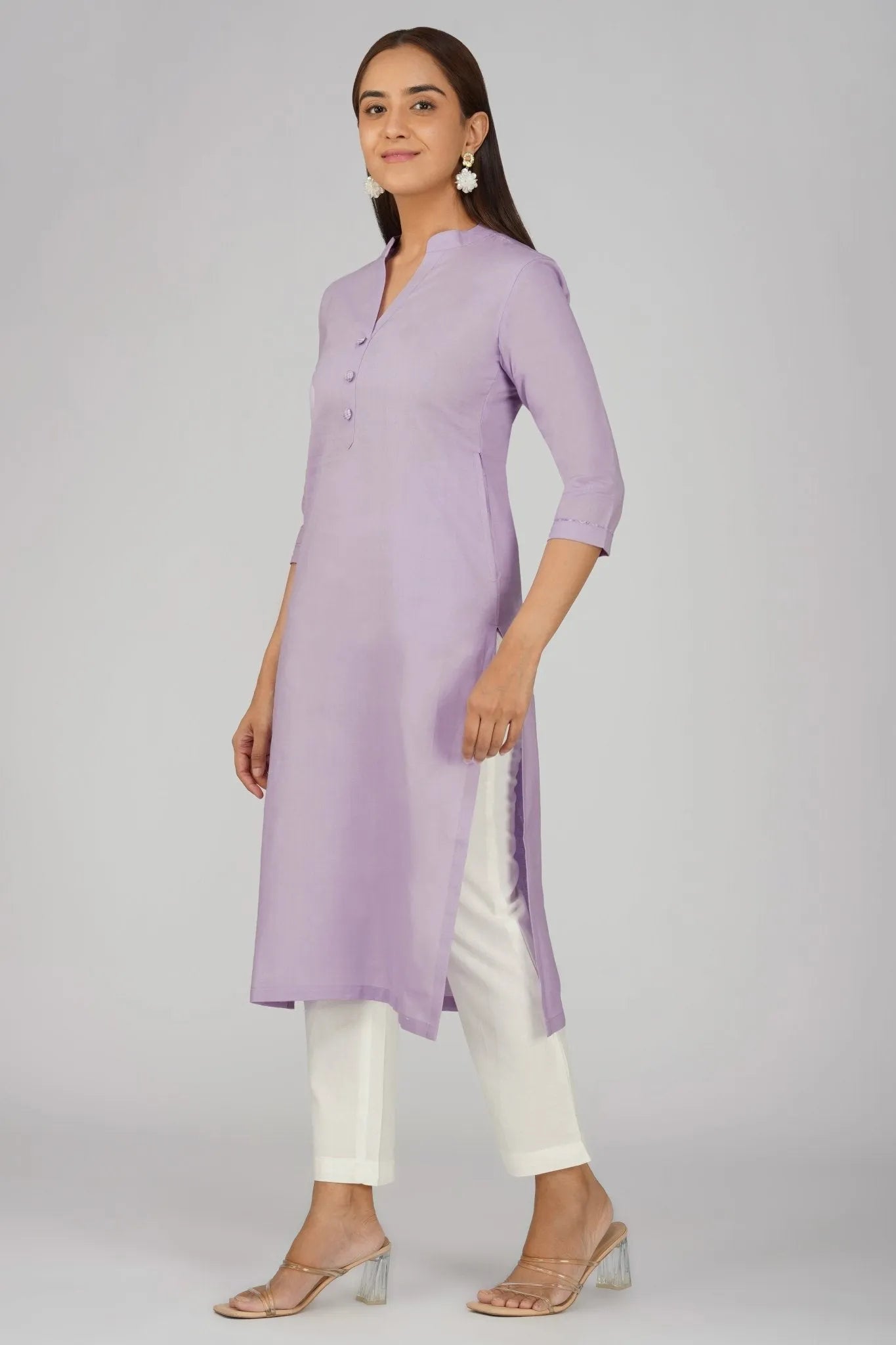 Women's Khadi Long Kurti Lavander
