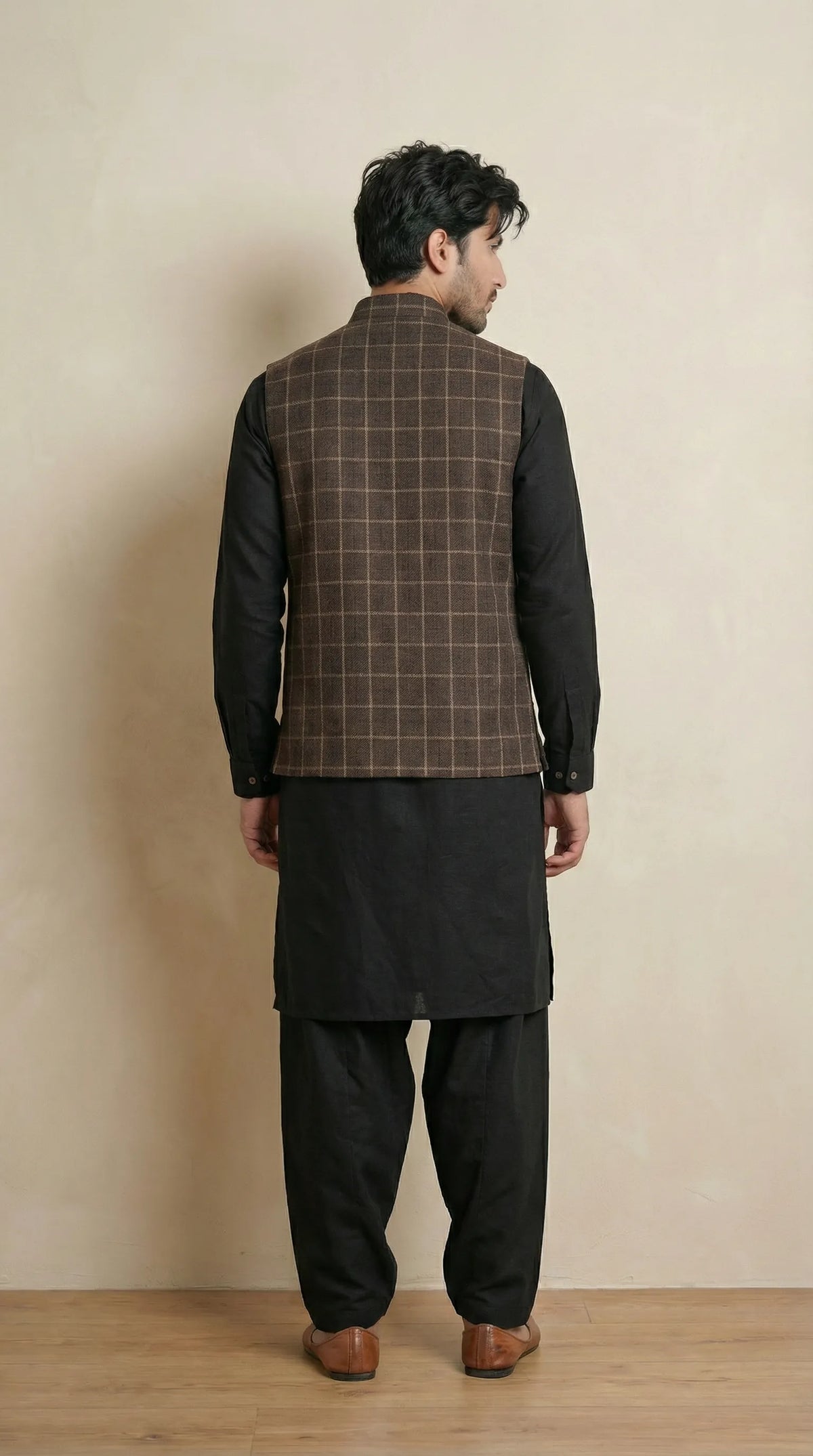 Dark Brown Signature Nehru Fit Jacket | 100% Woolen
