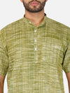 Pure Khadi Short Kurta in Green Color
