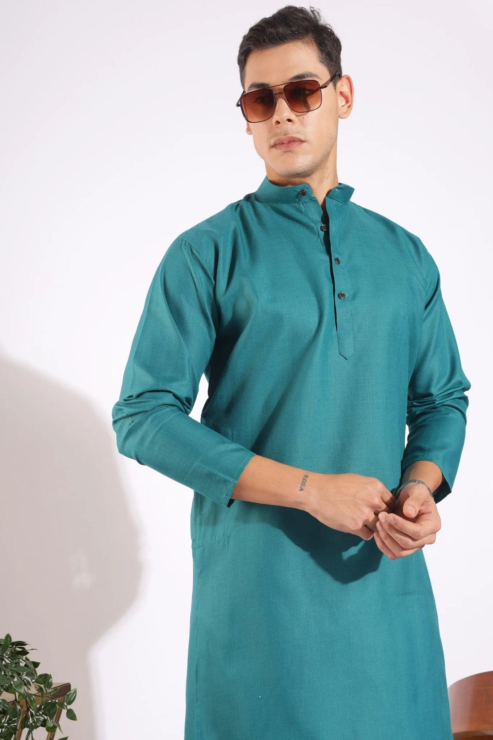 Vibrant Green Plain Kurta