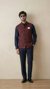 Reddish Maroon Signature Nehru Fit Jacket | 100% Woolen