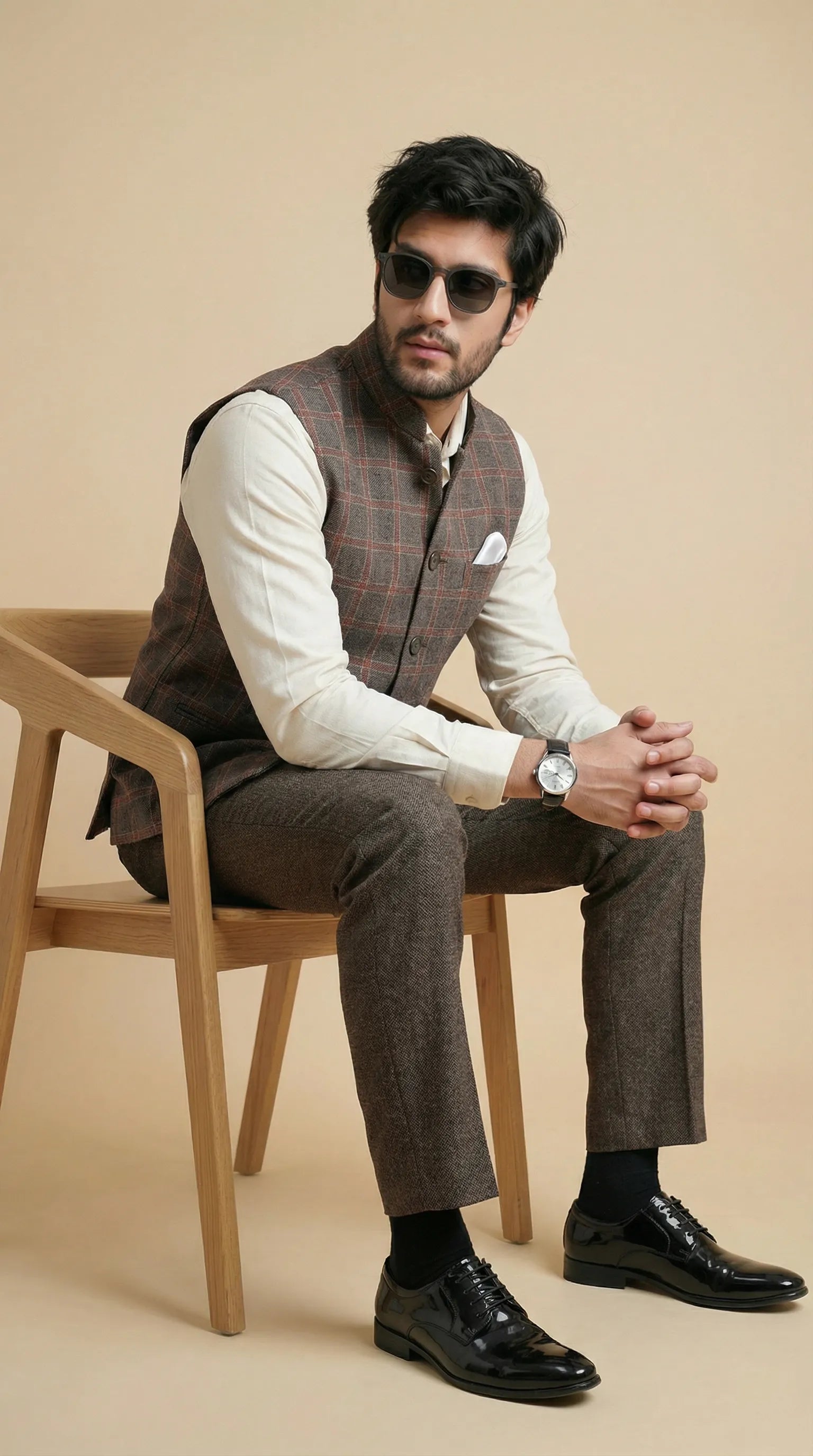 Medium Grey Signature Nehru Fit Jacket | 100% Woolen