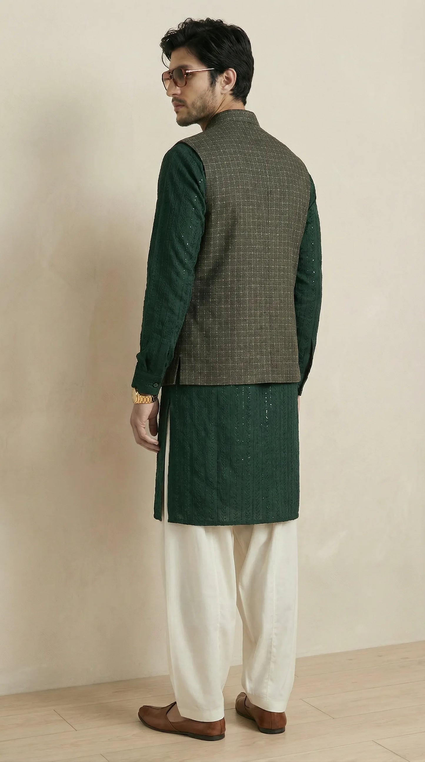 Dark Green Signature Nehru Fit Jacket | 100% Woolen
