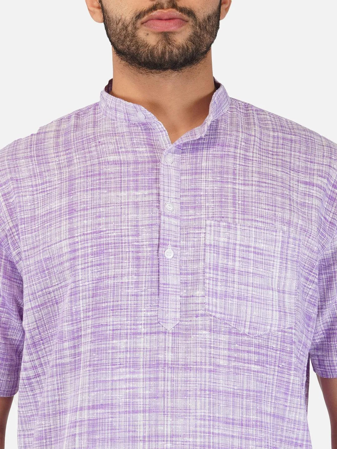 Pure Khadi Short Kurta in Purple Color