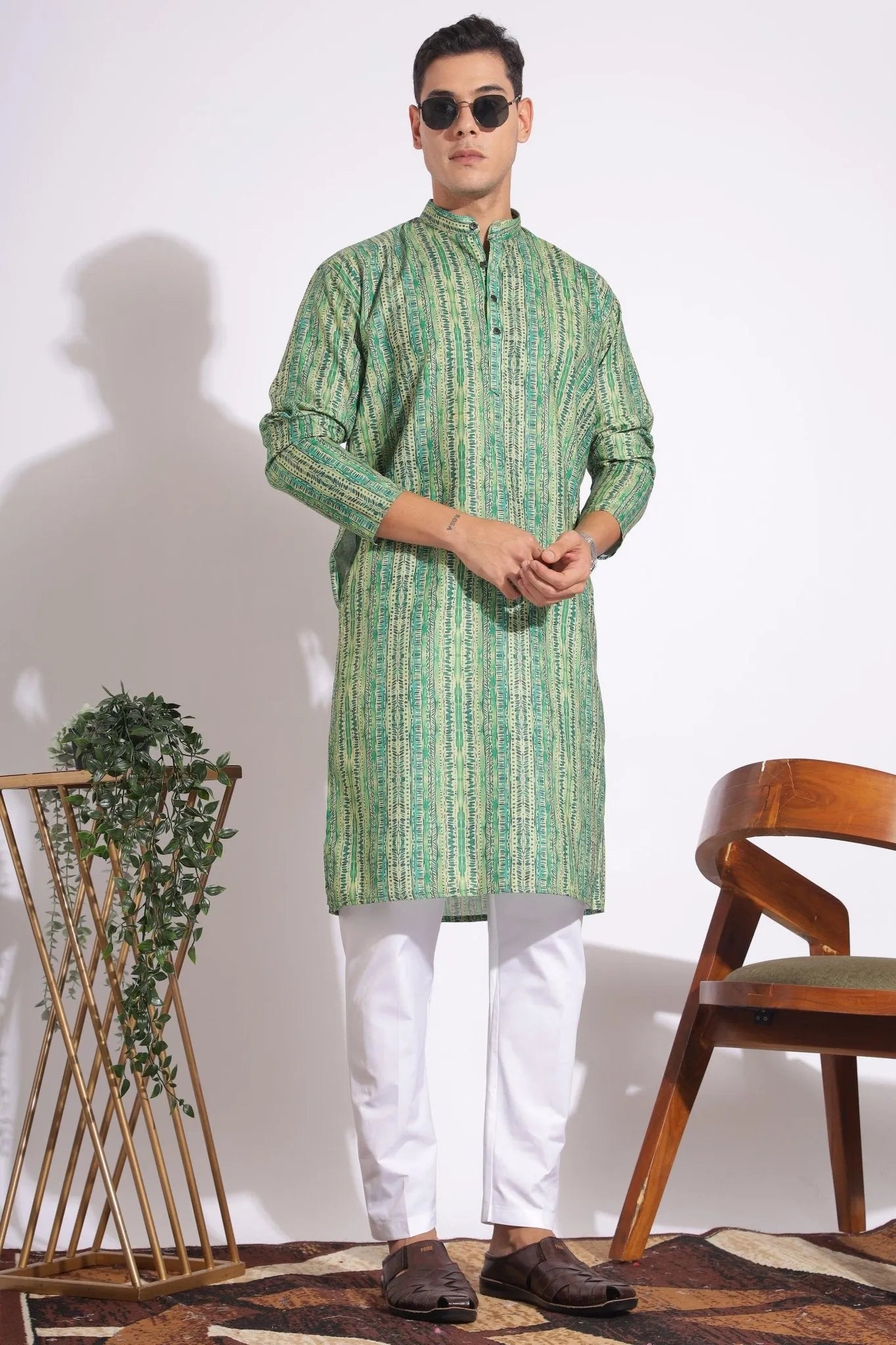 Standard Green Trending Design Print Kurta