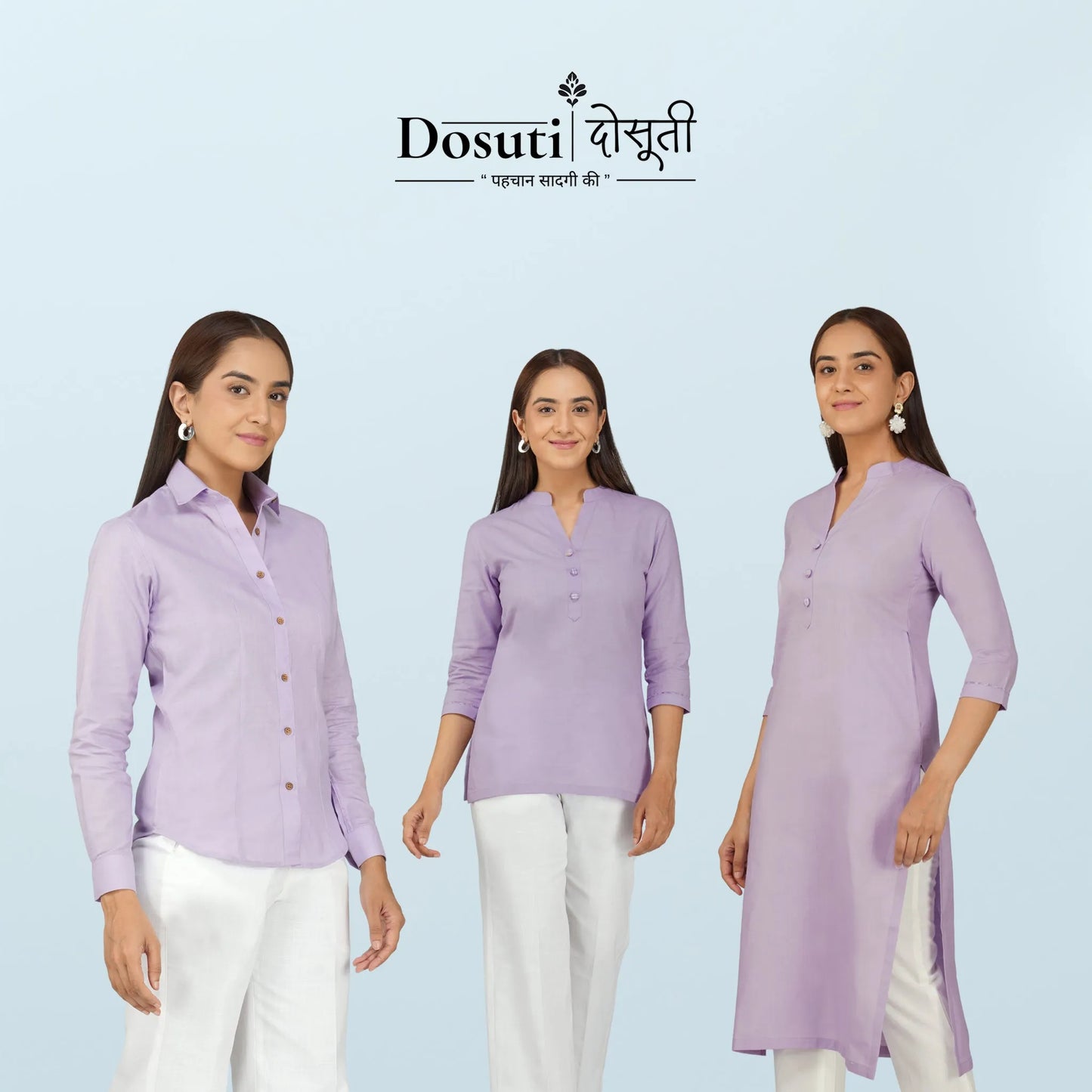 Women's Khadi Short Kurti Lavander