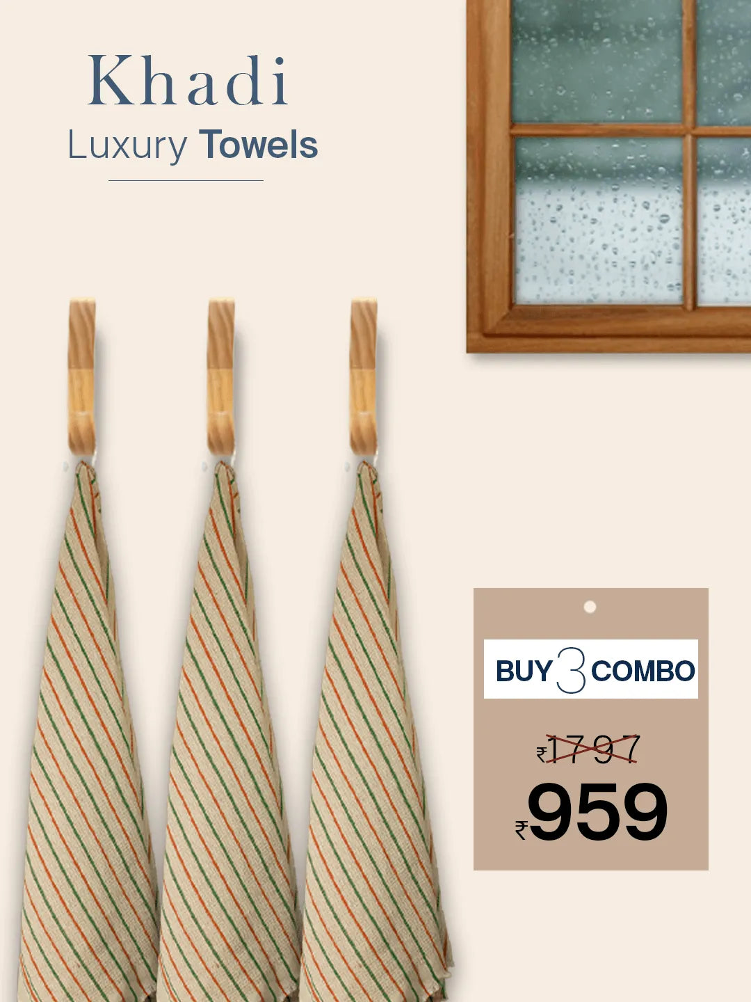 100% Cotton Khadi Towel Off White Color