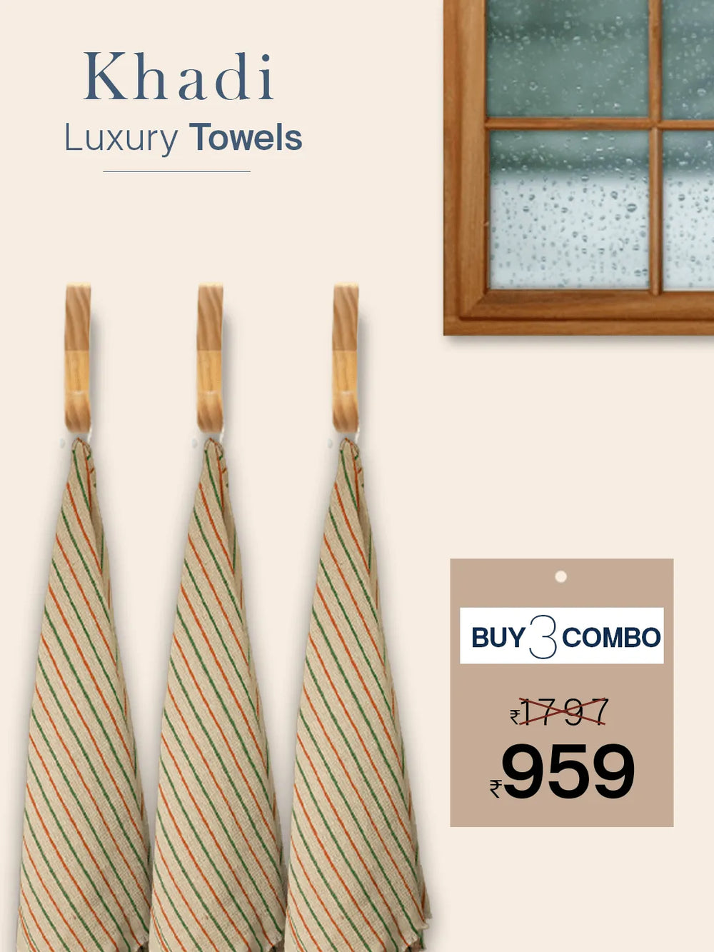 100% Cotton Khadi Towel Off White Color