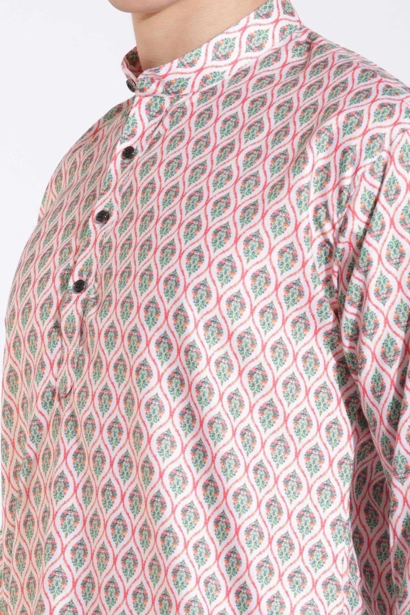 Vintage Ethnic Light Pink Print Cotton Kurta