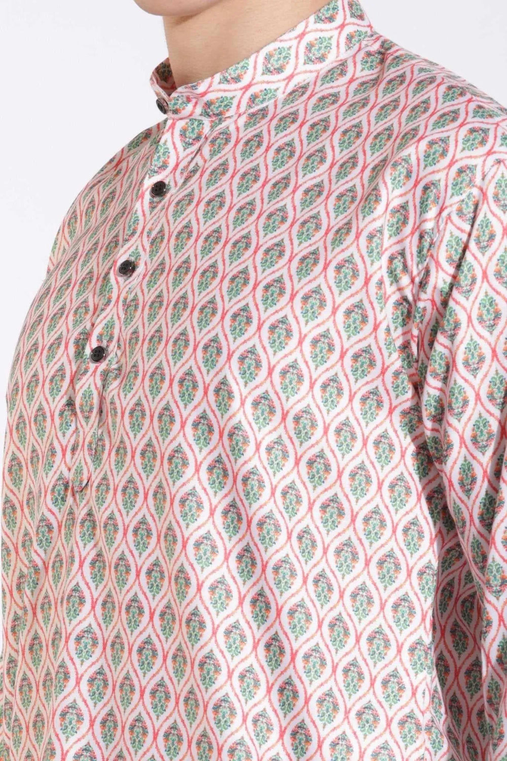 Vintage Ethnic Light Pink Print Cotton Kurta