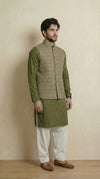 Olive Green Signature Nehru Fit Jacket | 100% Woolen