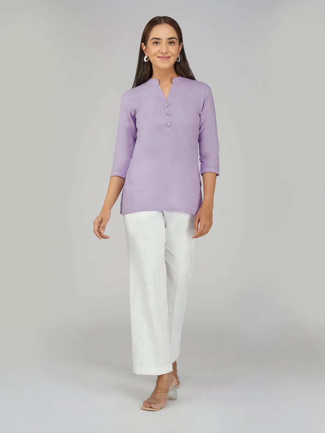 Women's Khadi Short Kurti Coffee Brown