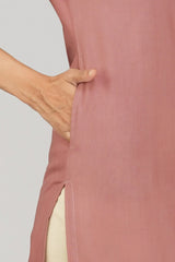 Women's Long Khadi Kurti Dusky Rose Pink