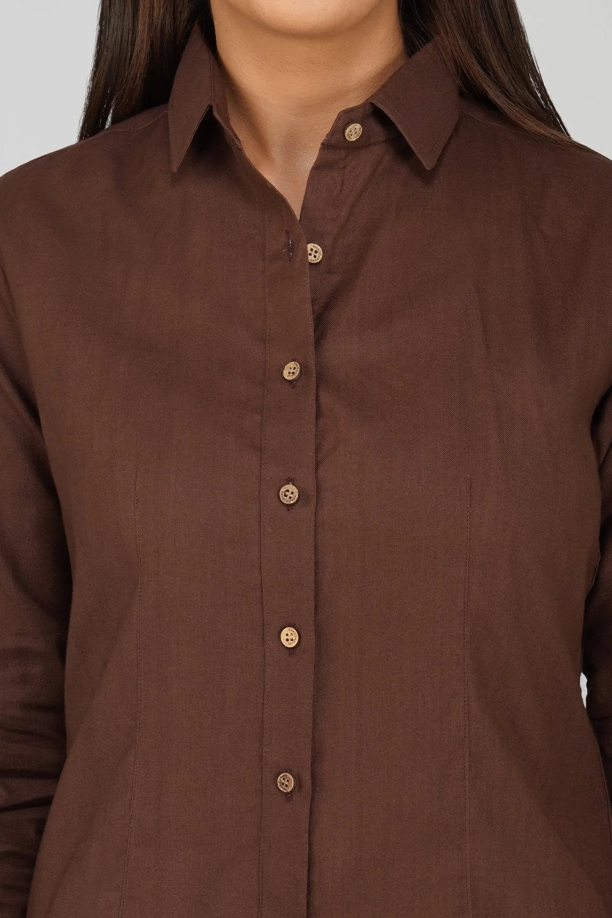 Women's Khadi Shirt Coffee Brown