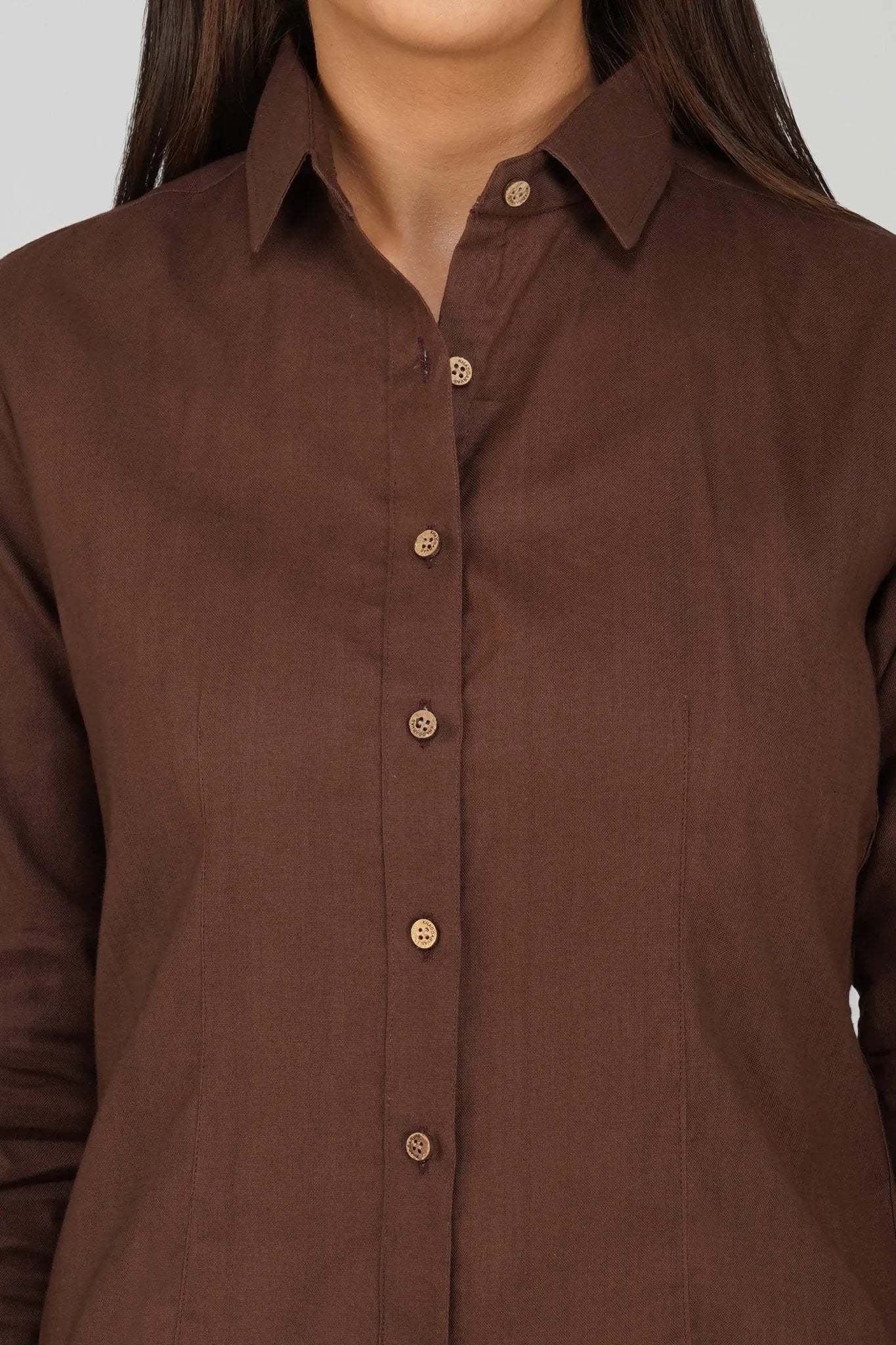 Women's Khadi Shirt Coffee Brown