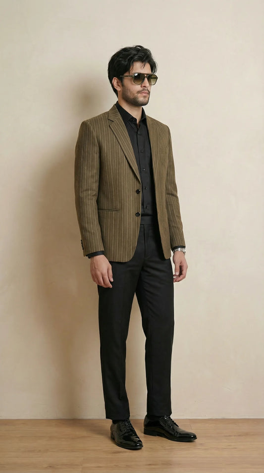 Olive Tweed Blazer | 100% Wool, Classic Structured Fit