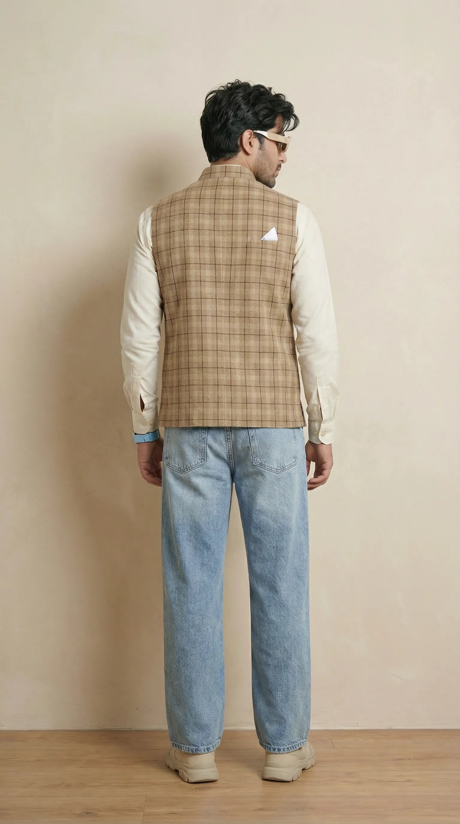 Camel Brown Signature Nehru Fit Jacket | 100% Woolen