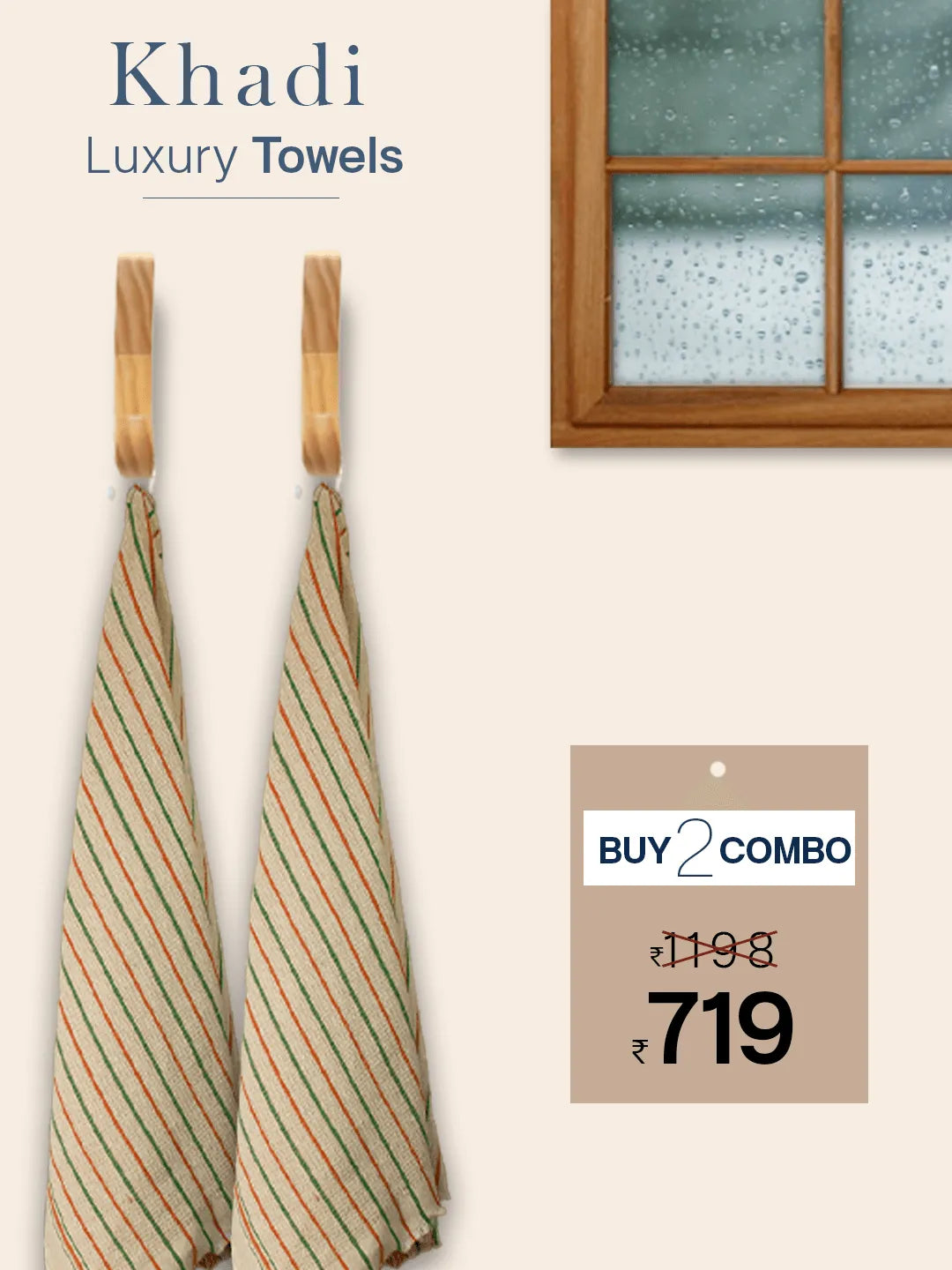 100% Cotton Khadi Towel Off White Color