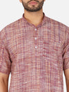 Pure Khadi Short Kurta in Maroon Color