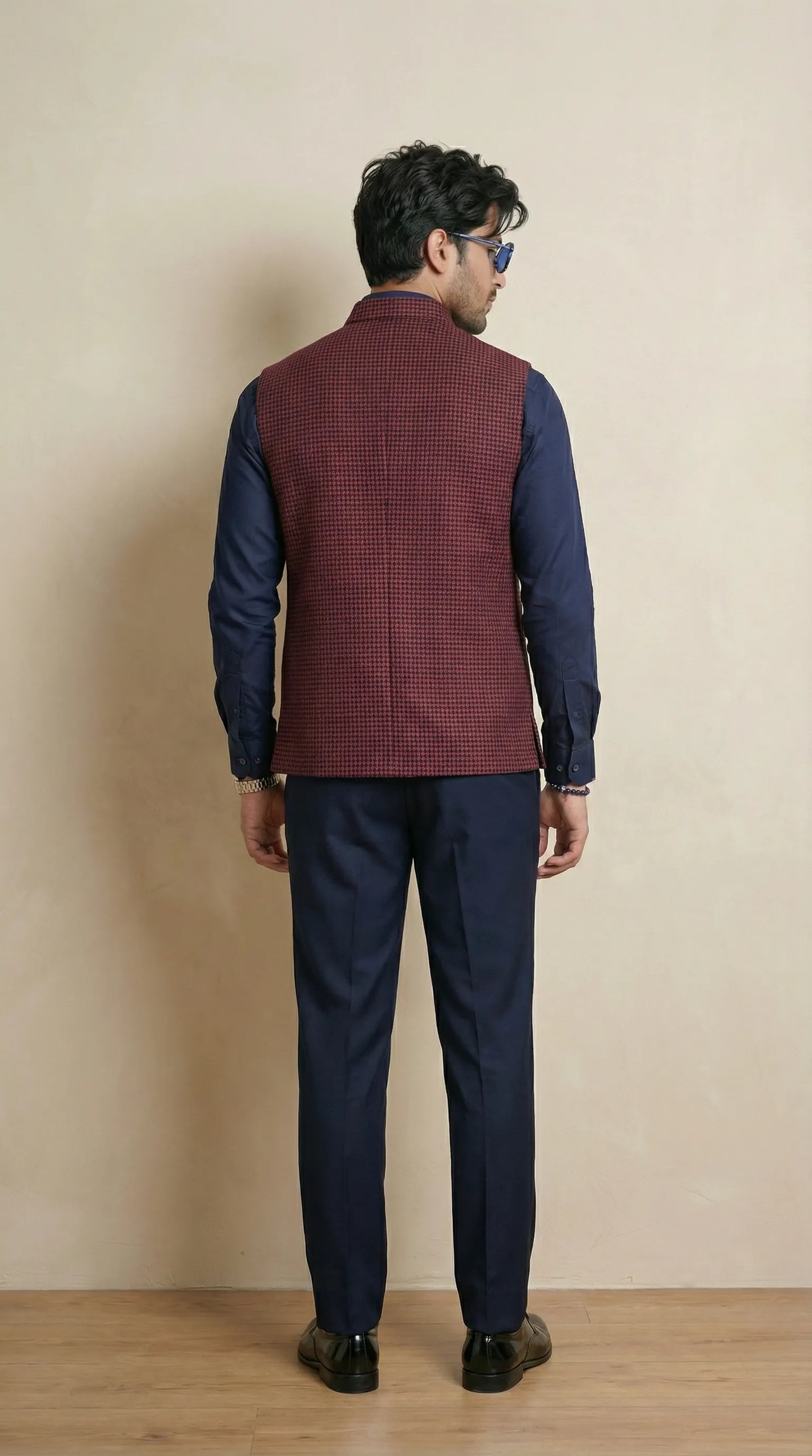 Reddish Maroon Signature Nehru Fit Jacket | 100% Woolen