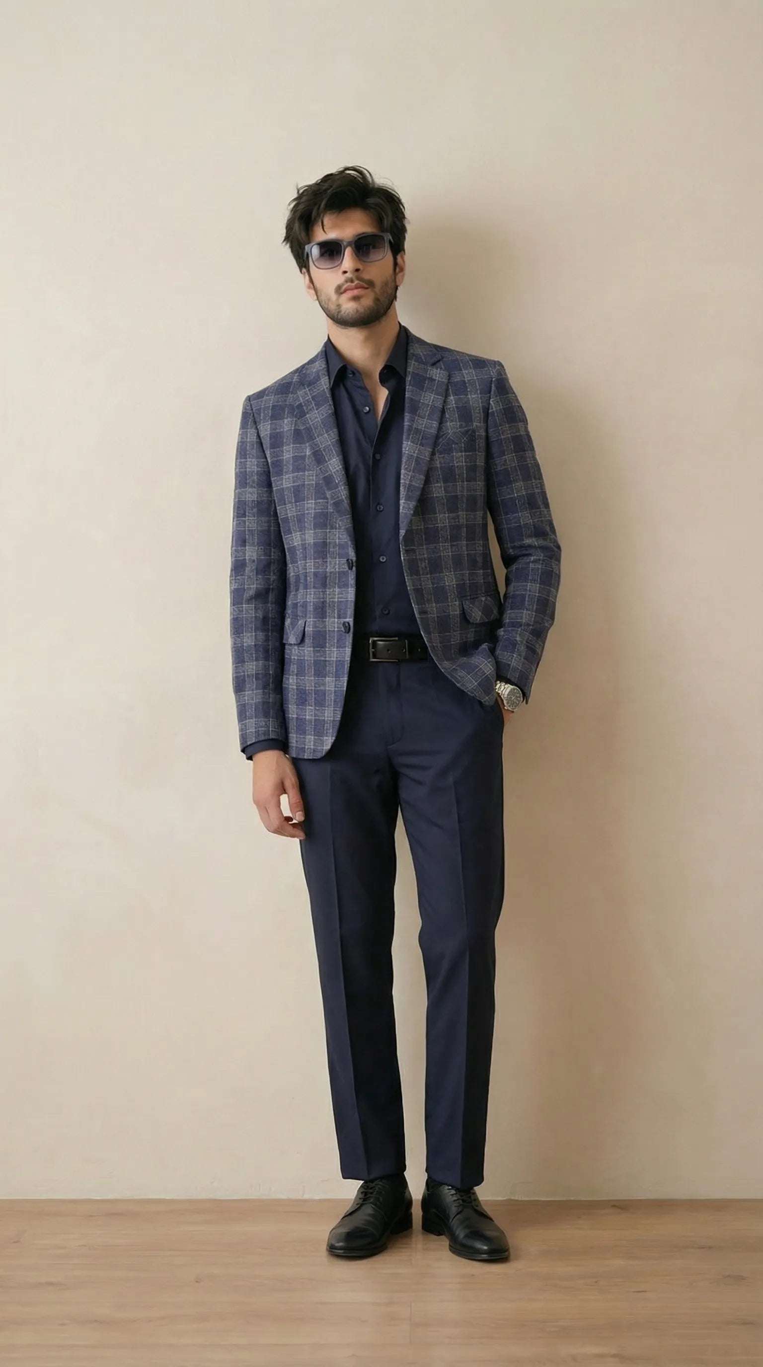 Blue Tweed Blazer | 100% Wool, Classic Structured Fit