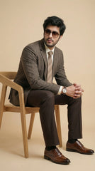 Biscuit Brown Tweed Blazer | 100% Wool, Classic Structured Fit